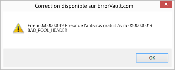 Fix Erreur de l'antivirus gratuit Avira 0X00000019 (Error Erreur 0x00000019)