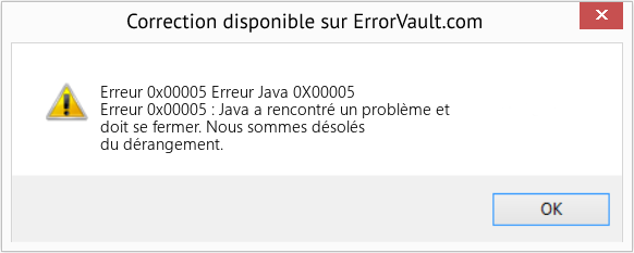 Fix Erreur Java 0X00005 (Error Erreur 0x00005)