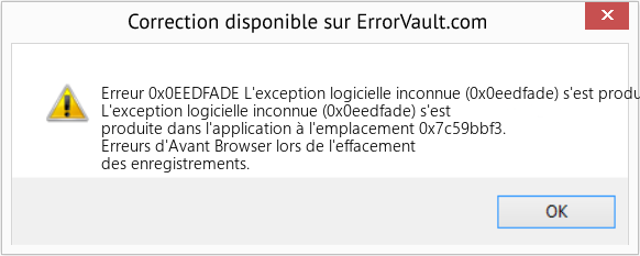 Fix L'exception logicielle inconnue (0x0eedfade) s'est produite dans l'application à l'emplacement 0x7c59bbf3 (Error Erreur 0x0EEDFADE)