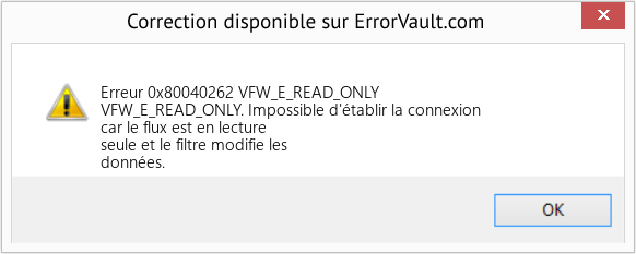 Download Error Erreur 0x80040262 (VFW_E_READ_ONLY) Repair Tool Fix VFW_E_READ_ONLY (Error Erreur 0x80040262)
