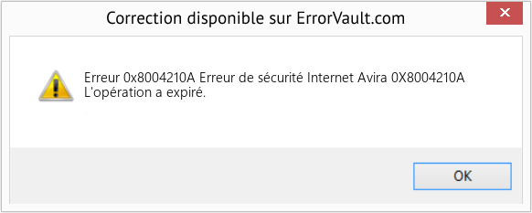 Fix Erreur de sécurité Internet Avira 0X8004210A (Error Erreur 0x8004210A)