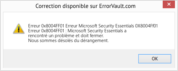 Fix Erreur Microsoft Security Essentials 0X8004Ff01 (Error Erreur 0x8004FF01)