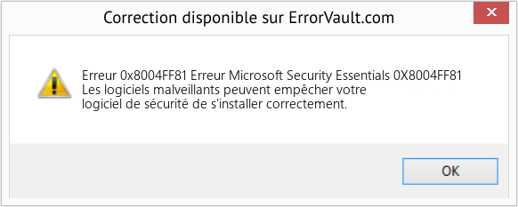 Download Error Erreur 0x8004FF81 (Erreur Microsoft Security Essentials 0X8004FF81) Repair Tool Fix Erreur Microsoft Security Essentials 0X8004FF81 (Error Erreur 0x8004FF81)