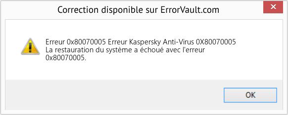 Fix Erreur Kaspersky Anti-Virus 0X80070005 (Error Erreur 0x80070005)