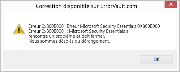 Fix Erreur Microsoft Security Essentials 0X800B0001 (Error Erreur 0x800B0001)