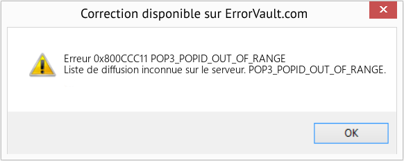 Fix POP3_POPID_OUT_OF_RANGE (Error Erreur 0x800CCC11)
