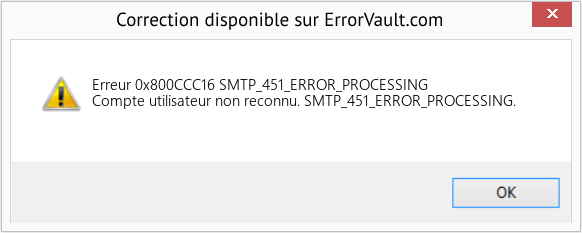 Fix SMTP_451_ERROR_PROCESSING (Error Erreur 0x800CCC16)