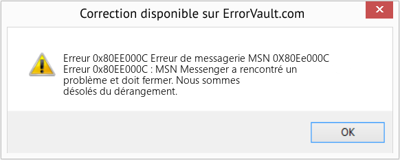 Fix Erreur de messagerie MSN 0X80Ee000C (Error Erreur 0x80EE000C)