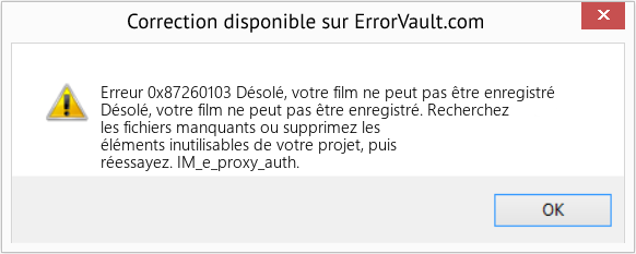 Fix Désolé, votre film ne peut pas être enregistré (Error Erreur 0x87260103)