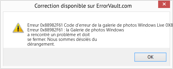 Fix Code d'erreur de la galerie de photos Windows Live 0X88982F61 (Error Erreur 0x88982F61)