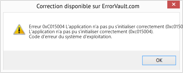 Fix L'application n'a pas pu s'initialiser correctement (0xc015004) (Error Erreur 0xC015004)