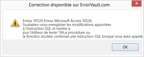 Download Error Erreur 10526 (Erreur Microsoft Access 10526) Repair Tool Fix Erreur Microsoft Access 10526 (Error Erreur 10526)