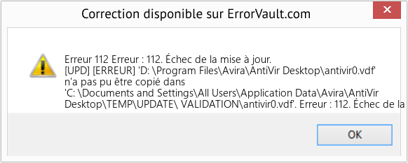 Fix Erreur : 112. Échec de la mise à jour. (Error Erreur 112)
