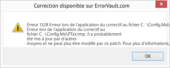 Fix Erreur lors de l'application du correctif au fichier C : \Config.Msi\PTxx.tmp (Error Erreur 1328)