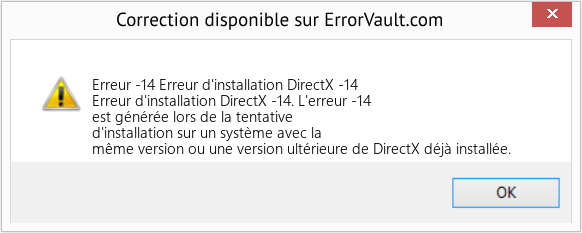 Fix Erreur d'installation DirectX -14 (Error Erreur -14)