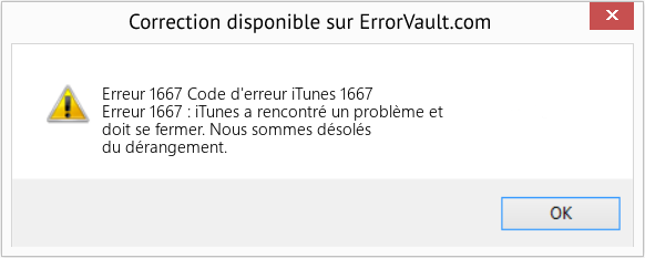 Fix Code d'erreur iTunes 1667 (Error Erreur 1667)