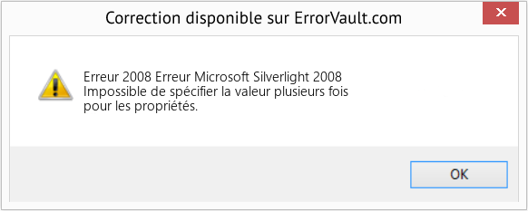 Fix Erreur Microsoft Silverlight 2008 (Error Erreur 2008)