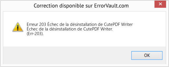Fix Échec de la désinstallation de CutePDF Writer (Error Erreur 203)