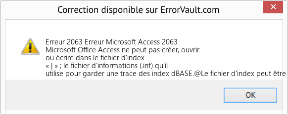 Fix Erreur Microsoft Access 2063 (Error Erreur 2063)