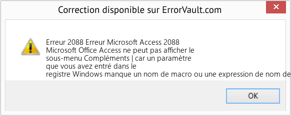 Fix Erreur Microsoft Access 2088 (Error Erreur 2088)