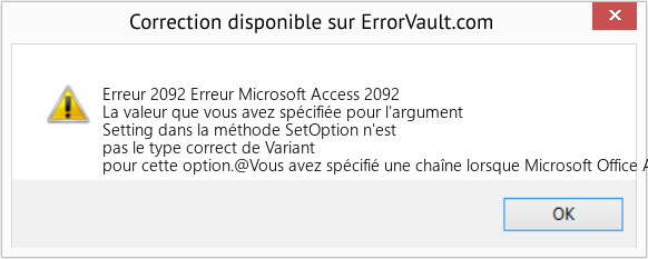 Fix Erreur Microsoft Access 2092 (Error Erreur 2092)