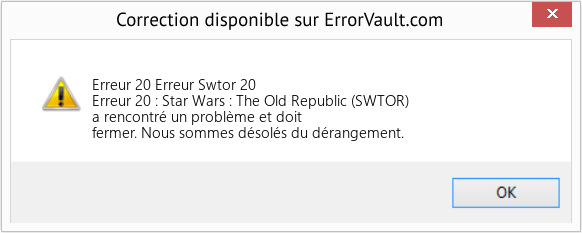Download Error Erreur 20 (Erreur Swtor 20) Repair Tool Fix Erreur Swtor 20 (Error Erreur 20)