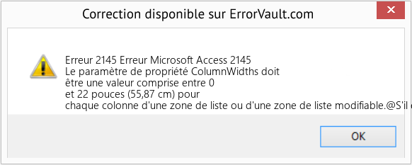 Fix Erreur Microsoft Access 2145 (Error Erreur 2145)