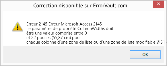 Download Error Erreur 2145 (Erreur Microsoft Access 2145) Repair Tool Fix Erreur Microsoft Access 2145 (Error Erreur 2145)