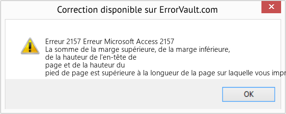 Fix Erreur Microsoft Access 2157 (Error Erreur 2157)
