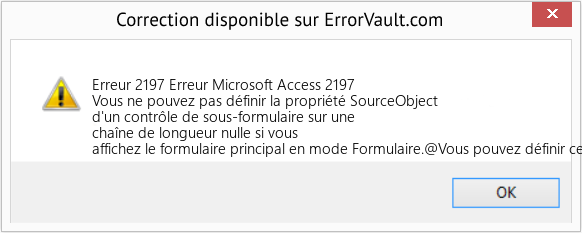 Fix Erreur Microsoft Access 2197 (Error Erreur 2197)