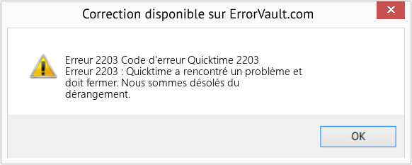 Fix Code d'erreur Quicktime 2203 (Error Erreur 2203)