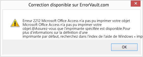Download Error Erreur 2212 (Microsoft Office Access n'a pas pu imprimer votre objet) Repair Tool Fix Microsoft Office Access n'a pas pu imprimer votre objet (Error Erreur 2212)