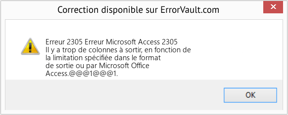Fix Erreur Microsoft Access 2305 (Error Erreur 2305)