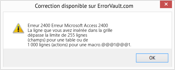 Download Error Erreur 2400 (Erreur Microsoft Access 2400) Repair Tool Fix Erreur Microsoft Access 2400 (Error Erreur 2400)
