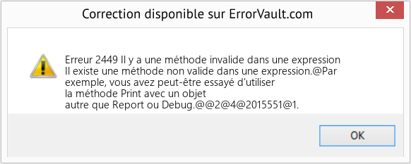 Download Error Erreur 2449 (Il y a une méthode invalide dans une expression) Repair Tool Fix Il y a une méthode invalide dans une expression (Error Erreur 2449)
