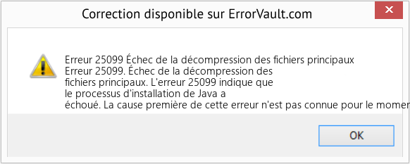 Fix Échec de la décompression des fichiers principaux (Error Erreur 25099)