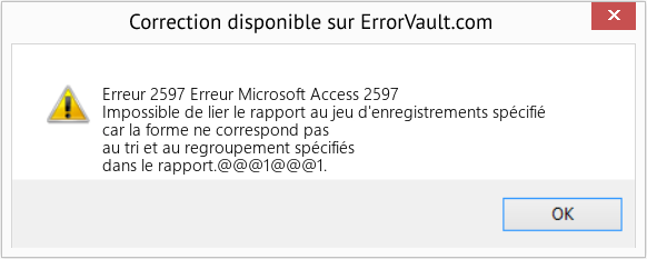 Fix Erreur Microsoft Access 2597 (Error Erreur 2597)