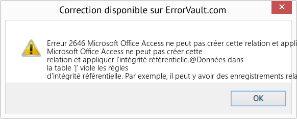 Fix Microsoft Office Access ne peut pas créer cette relation et appliquer l'intégrité référentielle (Error Erreur 2646)