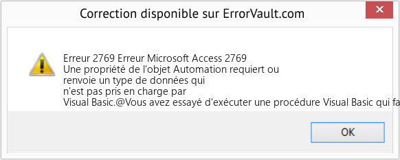 Fix Erreur Microsoft Access 2769 (Error Erreur 2769)
