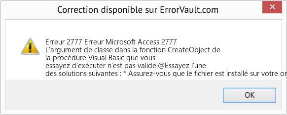 Fix Erreur Microsoft Access 2777 (Error Erreur 2777)