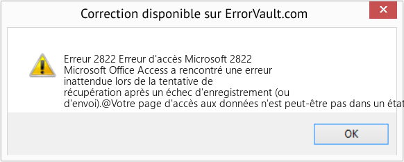 Fix Erreur d'accès Microsoft 2822 (Error Erreur 2822)