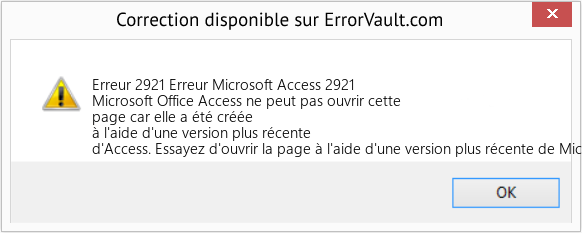 Fix Erreur Microsoft Access 2921 (Error Erreur 2921)