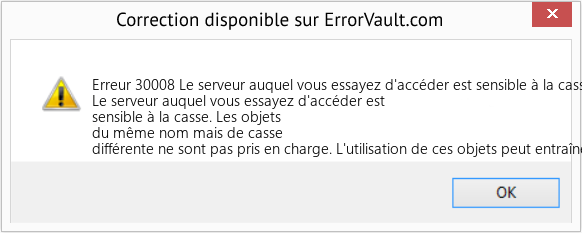 Fix Le serveur auquel vous essayez d'accéder est sensible à la casse (Error Erreur 30008)