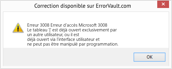 Fix Erreur d'accès Microsoft 3008 (Error Erreur 3008)