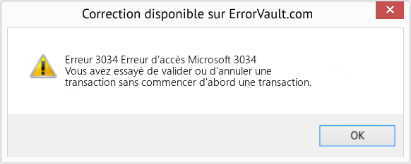 Download Error Erreur 3034 (Erreur d'accès Microsoft 3034) Repair Tool Fix Erreur d'accès Microsoft 3034 (Error Erreur 3034)