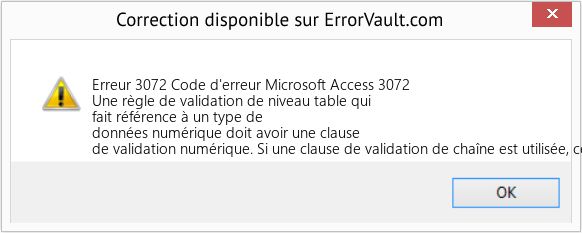 Fix Code d'erreur Microsoft Access 3072 (Error Erreur 3072)