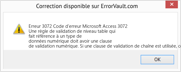 Download Error Erreur 3072 (Code d'erreur Microsoft Access 3072) Repair Tool Fix Code d'erreur Microsoft Access 3072 (Error Erreur 3072)