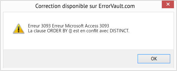 Fix Erreur Microsoft Access 3093 (Error Erreur 3093)