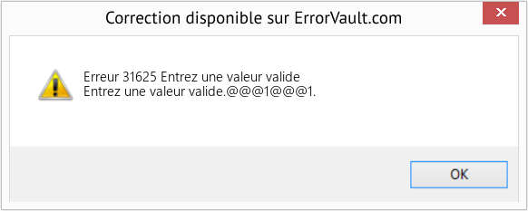 Fix Entrez une valeur valide (Error Erreur 31625)