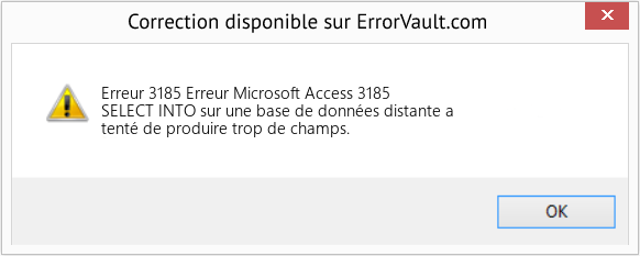 Fix Erreur Microsoft Access 3185 (Error Erreur 3185)